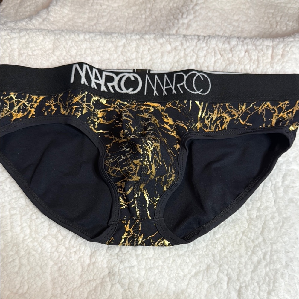 Marco Marco Black Briefs with Gold Accents Large
